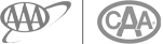 The image shows two logos: one is "AAA" with an orbit design, and the other is "CAA" inside a circular border.