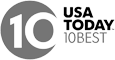 The image shows the USA Today logo with "10 BEST" written beside a large "10" in a circle.